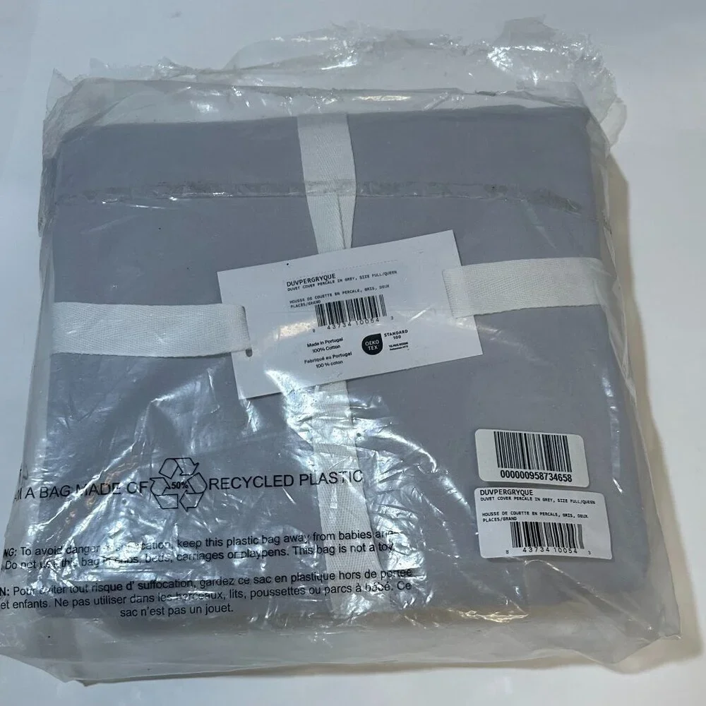 Parachute Home Percale Duvet Cover and Pillowcase set Full/Queen in Gray